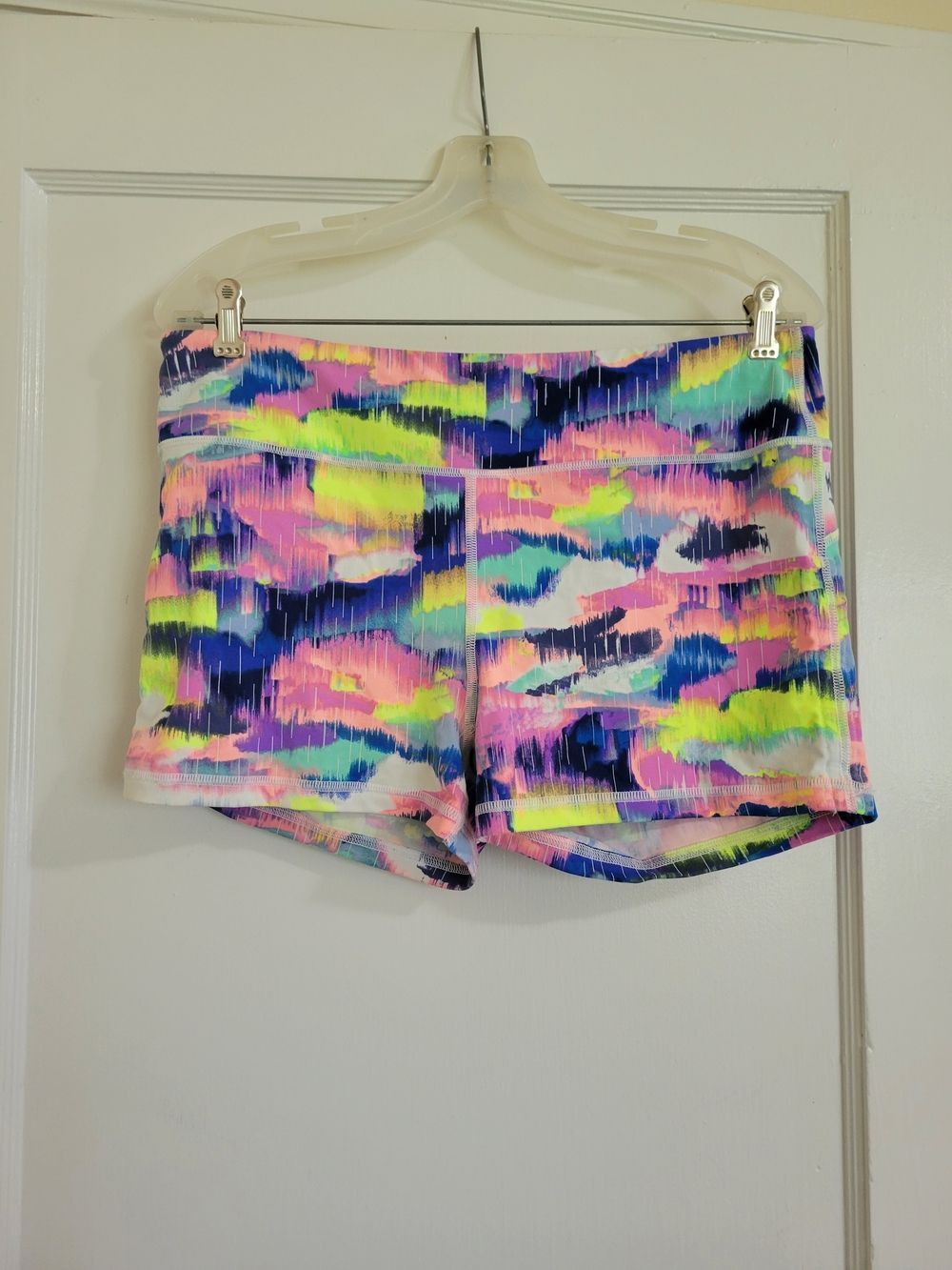Victoria Secret Neon Water color Knockout Spandex Shorts Size Large